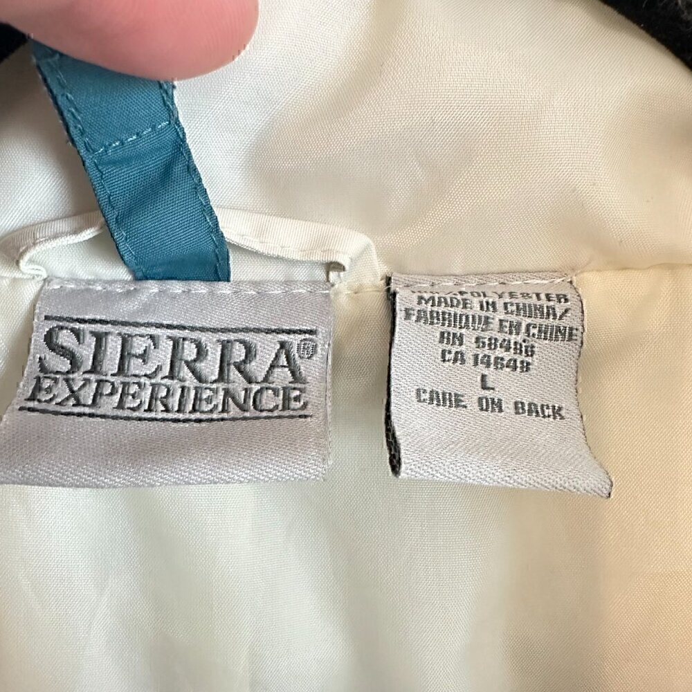 VINTAGE 80s / 90s windbreaker hoodie jacket full zip with pockets women's large - Picture 3 of 13